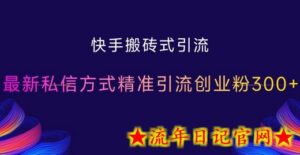 快手搬砖式引流,最新私信方式精准引流创业粉300+-流年日记