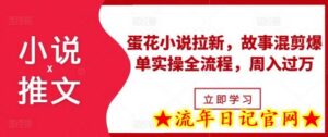 小说推文之蛋花小说拉新，故事混剪爆单实操全流程，周入过万-流年日记