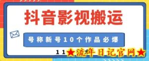 抖音影视搬运,1:1搬运,新号10个作品必爆-流年日记