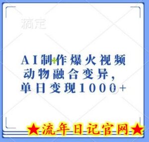 AI制作爆火视频,动物融合变异,单日变现1k-流年日记