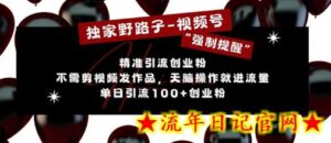 独家野路子利用视频号“强制提醒”，不需剪视频发作品，无脑操作就进流量，单日引流100+创业粉-流年日记
