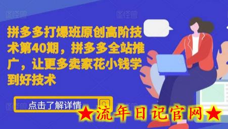 拼多多打爆班原创高阶技术第40期，拼多多全站推广，让更多卖家花小钱学到好技术-流年日记