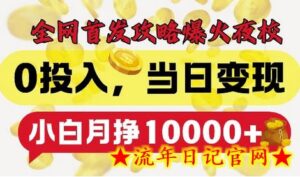 全网首发爆火夜校，0投入，当日变现，小白轻松月入1w+-流年日记