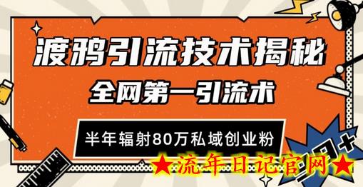 渡鸦引流技术，全网第一引流术，半年辐射80万私域创业粉-流年日记