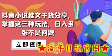 抖音小说推文搬运详解，掌握这三种玩法，日入多张不是问题-流年日记