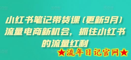 小红书笔记带货课(更新11月)流量电商新机会，抓住小红书的流量红利-流年日记