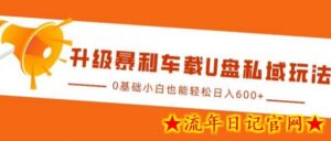 升级暴利车载U盘私域玩法,0基础小白也能轻松日入多张-流年日记
