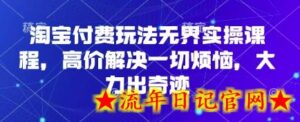 淘宝付费玩法无界实操课程，高价解决一切烦恼，大力出奇迹-流年日记