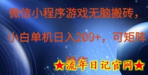 微信小程序游戏无脑搬砖,单设备日入2张+,可矩阵操作-流年日记