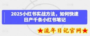 2025小红书实战方法，如何快速日产千条小红书笔记-流年日记