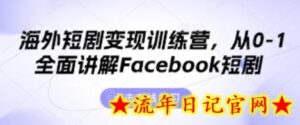 海外短剧变现训练营,从0-1全面讲解Facebook短剧-流年日记