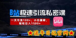 B站创业粉极速引流私密课，一天引流300+，小白搬砖，轻松日入数张-流年日记