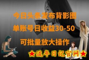 今日头条发布背影图,单账号日收益30-50,可放大操作-流年日记