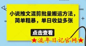 小说推文混剪批量搬运方法,简单粗暴,单日收益多张-流年日记