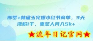 即梦+林黛玉完爆小红书商单，3天涨粉1千，靠怼人月入5k+-流年日记