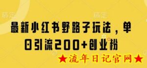 最新小红书野路子玩法,单日引流200+创业粉-流年日记