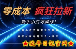 利用小红书种草知乎漏洞,零成本疯狂拉新日入数张,新手小白可操作-流年日记