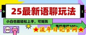 25年最新语聊玩法，纯手工，单机收益100+，小白也能轻松上手，可矩阵操作-流年日记