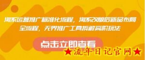 淘系运营推广标准化流程,淘系改版后新品布局全流程,无界推广工具拆解高阶玩法-流年日记