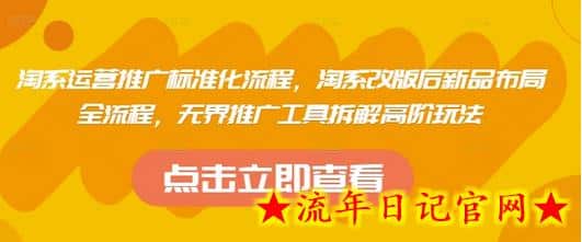 淘系运营推广标准化流程，​淘系改版后新品布局全流程，无界推广工具拆解高阶玩法-流年日记