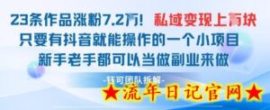 抖音私域项目23条作品涨粉7.2W,私域变现1W-流年日记