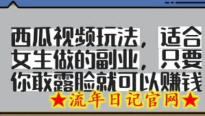 西瓜视频玩法,适合女生做的副业,只要你敢露脸就有收益-流年日记