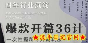 爆款开篇36计2.0,爆款短视频,一次性掌握所有开篇玩法-流年日记
