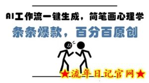 AI工作流一键生成，简笔画心理学，条条爆款，百分百原创，小白5分钟上手，月入1W+-流年日记