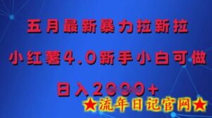五月最新暴力拉新拉，小红薯4.0新手小白可做，日入多张-流年日记