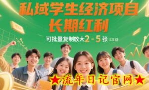 私域学生经济项目,长期红利,可批量复制放大,日收益2-5张-流年日记