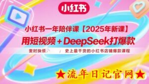 小红书一年陪伴课【2025年新课】,用短视频+deepSeek打爆款,史上最干货的小红书店铺爆款课程-流年日记
