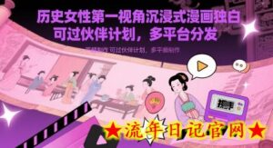 历史女性第一视角沉浸式漫画独白解说视频制作,可过伙伴计划,多平台分发-流年日记