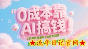 0成本靠AI搞钱!3步做出反差萌+治愈系视频,新手也能7天起号爆流量-流年日记