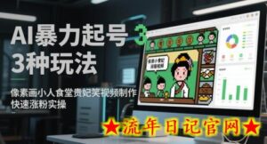 AI暴力起号3种玩法,像素画小人食堂贵妃搞笑视频制作,快速涨粉实操-流年日记