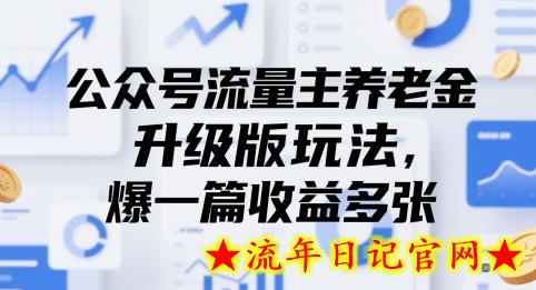 公众号流量主养老金升级版玩法，爆一篇收益多张-流年日记