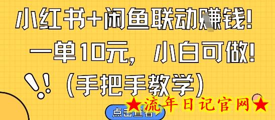 小红书+闲鱼联动挣钱，一单10元，小白可做-流年日记