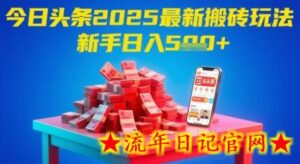 今日头条2025年最新搬砖玩法,新手也能轻松日入5张-流年日记