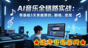AI音乐全链路实战变现课:零基础3天掌握原创、翻唱、变现-流年日记