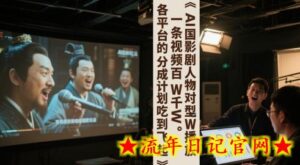 AI三国影视剧人物对口型唱歌玩法,一条视频百W千W播放,各平台的分成计划吃到飞起-流年日记