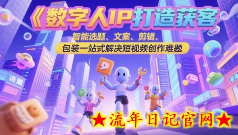 数字人IP打造获客变现实操课，智能选题、文案、剪辑、包装一站式解决短视频创作难题-流年日记