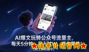 AI爆文玩转公众号流量主,每天5分钟,月入过W,操作简单!【附工具和指令】-流年日记