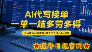 AI代写接单,一单一结多劳多得,当天做当天见收益,单子接不完,日入多张【全网最全实操课程】-流年日记