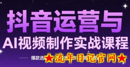 抖音运营与AI视频制作实战课程，爆款选题-AI特效制作-账号搭建-流年日记