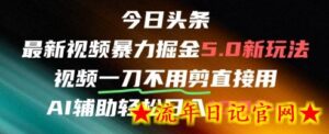 今日头条AI免剪辑搬运新风口,不剪直接发,暴力掘金日入四位数-流年日记