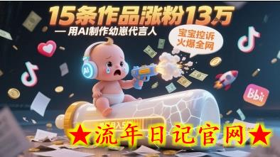 用AI制作幼崽代言人，宝宝的控诉火爆全网，15条作品涨粉13W，单号月入5位数实操教程-流年日记