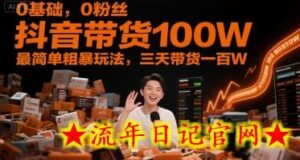 0基础,0粉丝,抖音带货100W,最简单粗暴玩法,三天带货一百W-流年日记