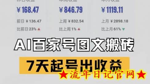 百家号搬砖新玩法，AI一键仿写爆文，7天起号出收益-流年日记