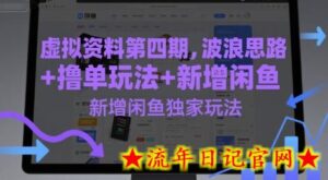 虚拟资料第四期,波浪思路+撸单玩法,新增闲鱼独家玩法-流年日记