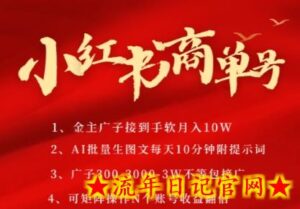小红书商单号,AI轻松制作PLOG图文,商单接到手软3张-3k一条,每天轻松十分钟,矩阵n个账号,月入几个W-流年日记