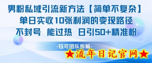 男粉私域引流新方法，单日收10张利润，日引流50+精准粉-流年日记